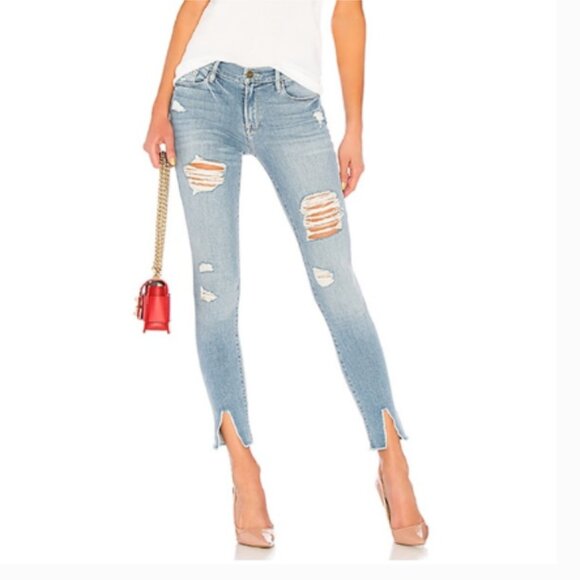 FRAME Denim Le Skinny de Jeanne Highgate Distressed Jeans size 28 - Picture 2 of 9